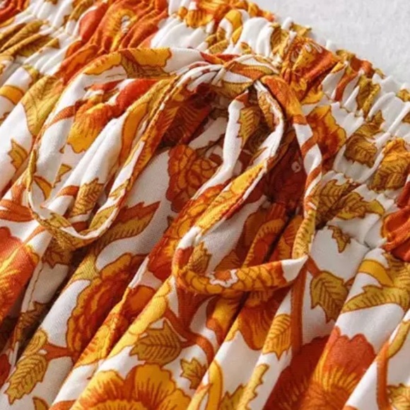 Boho Floral Gypsy Print Mini Skirt Ruffle Tier - Picture 4 of 6